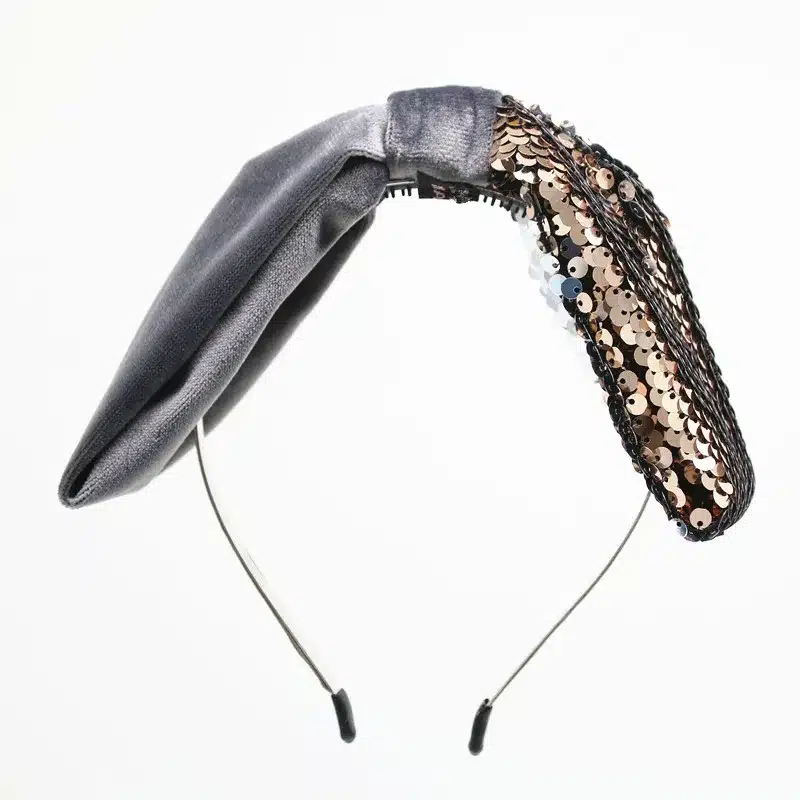 NEW winter Velvet with sequence two tone girls hairbands on metal headband with teeth children hair accessories 10