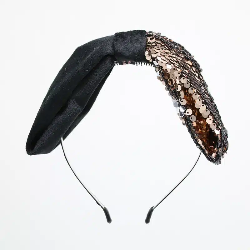 NEW winter Velvet with sequence two tone girls hairbands on metal headband with teeth children hair accessories 11