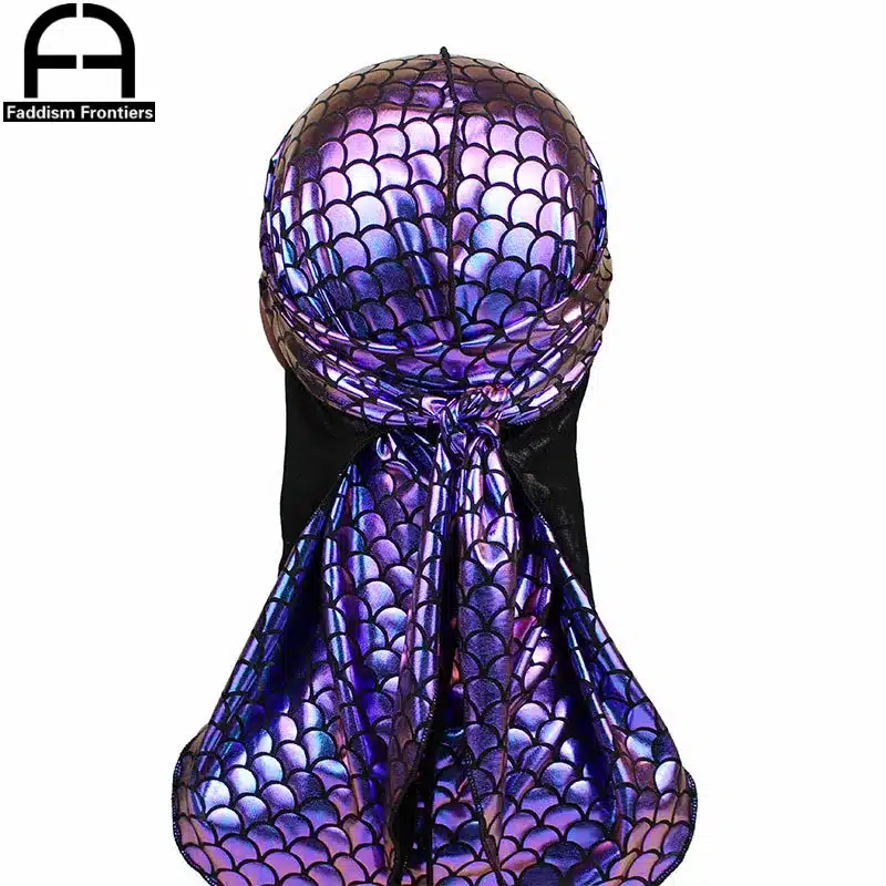 New Men's Sparkly Durags Bandanas Colorful Men Silky DuRag Turban Headband Waves Caps Headwear Hair Cover Accessories Du Rag 9
