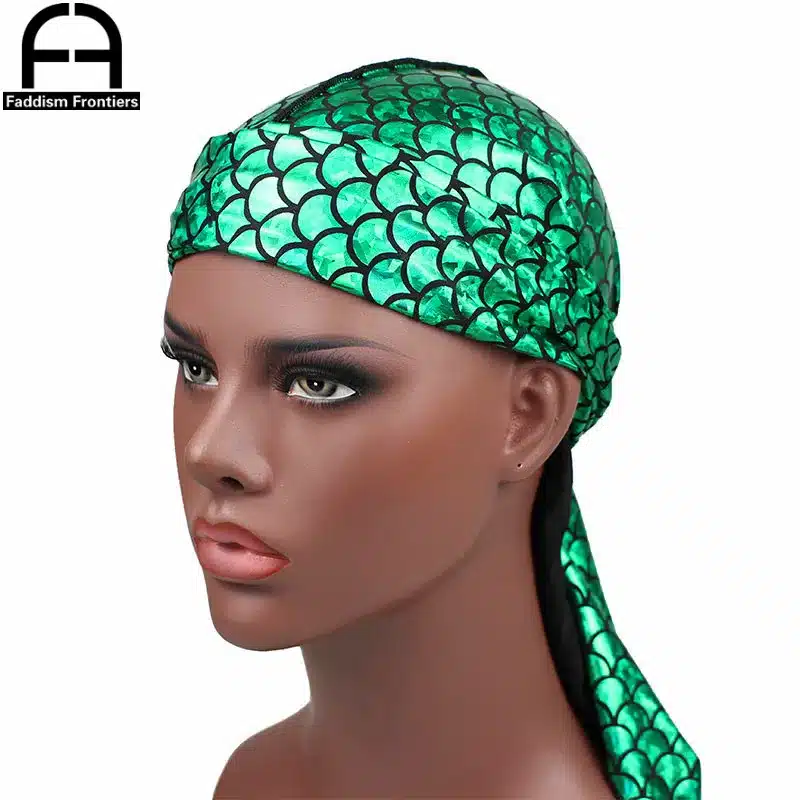 New Men's Sparkly Durags Bandanas Colorful Men Silky DuRag Turban Headband Waves Caps Headwear Hair Cover Accessories Du Rag 12