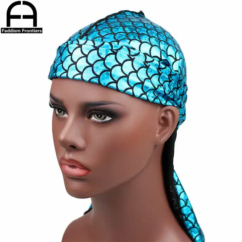 New Men's Sparkly Durags Bandanas Colorful Men Silky DuRag Turban Headband Waves Caps Headwear Hair Cover Accessories Du Rag 16
