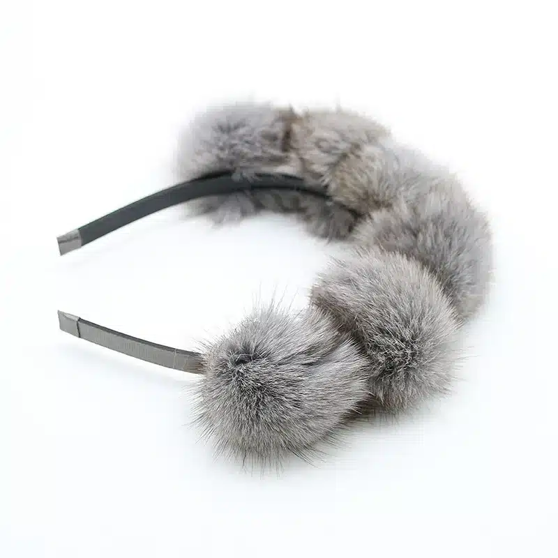 2017 Real Fox fur pompom 5cm full head children fashion hairband winter style children hair accessories 11