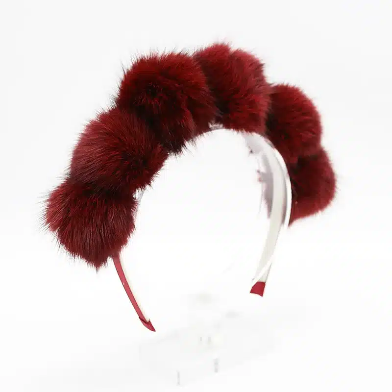 2017 Real Fox fur pompom 5cm full head children fashion hairband winter style children hair accessories 12