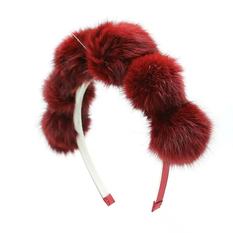 2017 Real Fox fur pompom 5cm full head children fashion hairband winter style children hair accessories 13
