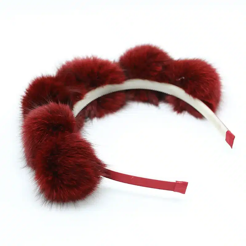 2017 Real Fox fur pompom 5cm full head children fashion hairband winter style children hair accessories 14
