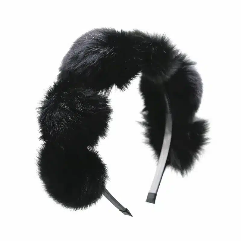 2017 Real Fox fur pompom 5cm full head children fashion hairband winter style children hair accessories 17