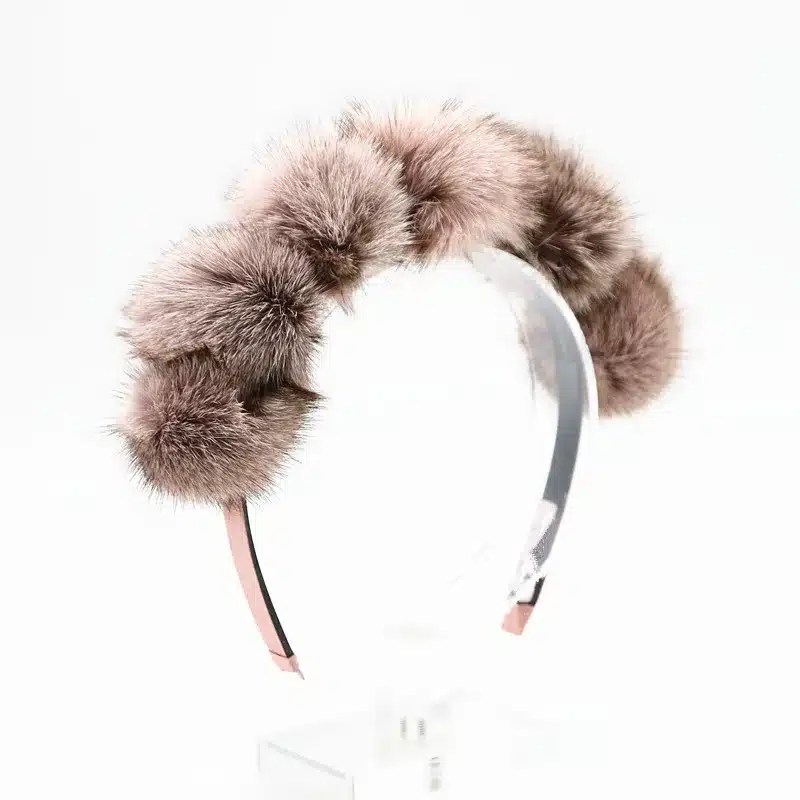 2017 Real Fox fur pompom 5cm full head children fashion hairband winter style children hair accessories 18