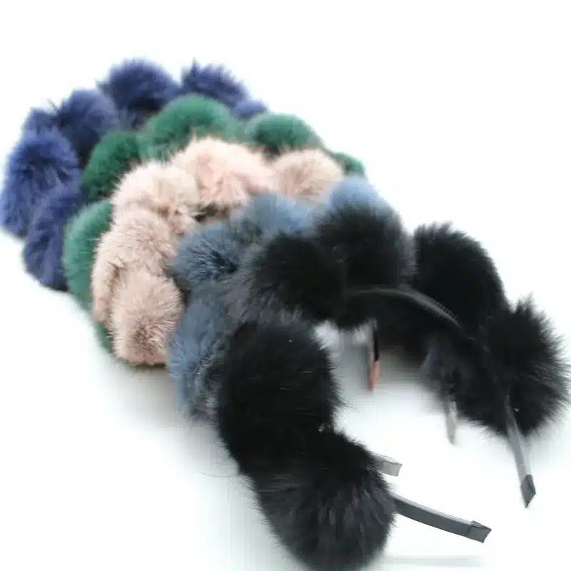 2017 Real Fox fur pompom 5cm full head children fashion hairband winter style children hair accessories 19