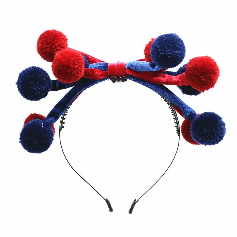 2018 NEW winter STYLE fashion yarn pompom with velvet bow multi color two tone design full head hairbands hair accessories 10