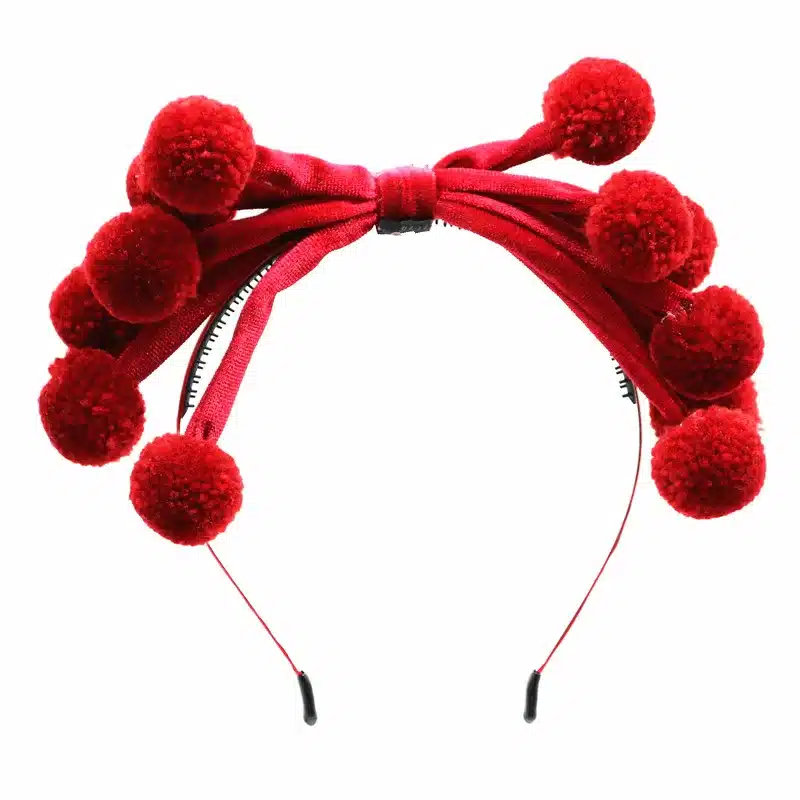 2018 NEW winter STYLE fashion yarn pompom with velvet bow multi color two tone design full head hairbands hair accessories 12
