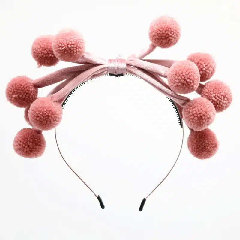2018 NEW winter STYLE fashion yarn pompom with velvet bow multi color two tone design full head hairbands hair accessories 13