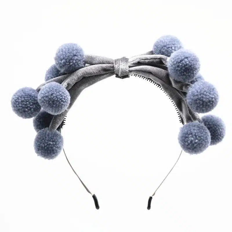 2018 NEW winter STYLE fashion yarn pompom with velvet bow multi color two tone design full head hairbands hair accessories 14