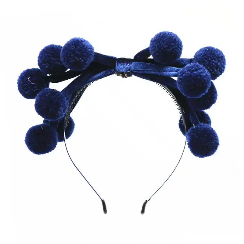 2018 NEW winter STYLE fashion yarn pompom with velvet bow multi color two tone design full head hairbands hair accessories 15