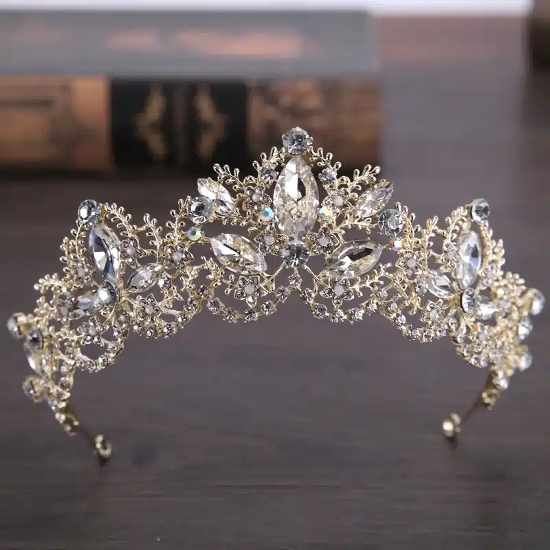 Gold Color wedding crown queen bridal Tiaras leaf bride crystal princess crown headband Wedding Hair Accessories hair jewelry 1