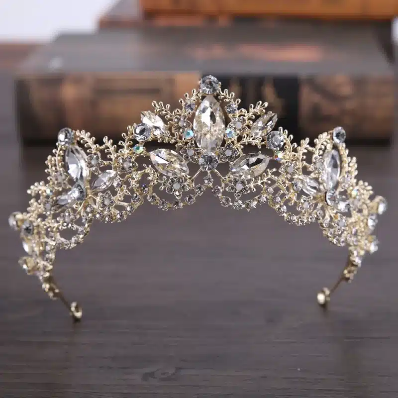 Gold Color wedding crown queen bridal Tiaras leaf bride crystal princess crown headband Wedding Hair Accessories hair jewelry 4
