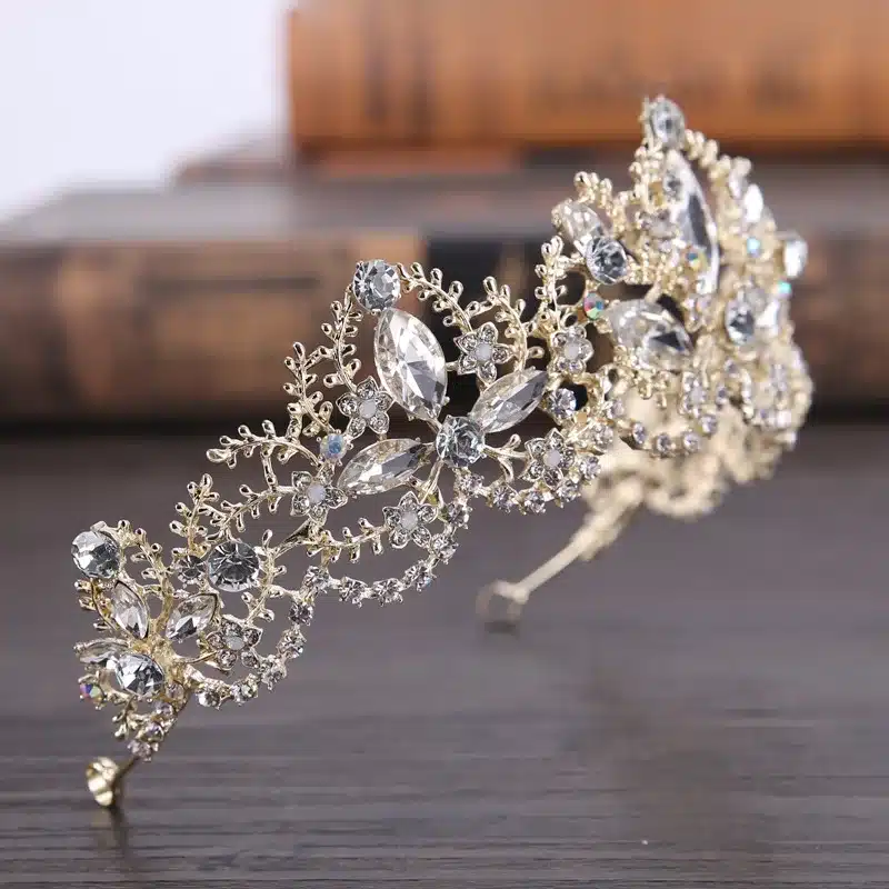 Gold Color wedding crown queen bridal Tiaras leaf bride crystal princess crown headband Wedding Hair Accessories hair jewelry 5