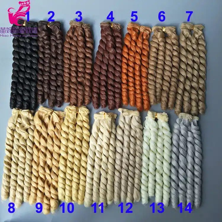 20 cm high temperature heat resistant doll Wavy hair for 1/3 1/4 1/6 BJD diy curly doll wigs tree 9