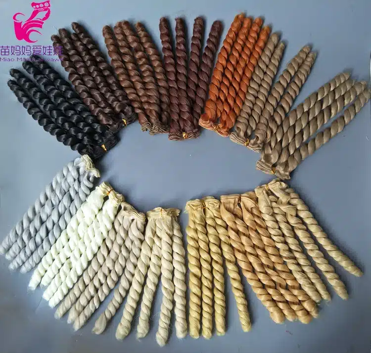 20 cm high temperature heat resistant doll Wavy hair for 1/3 1/4 1/6 BJD diy curly doll wigs tree 13