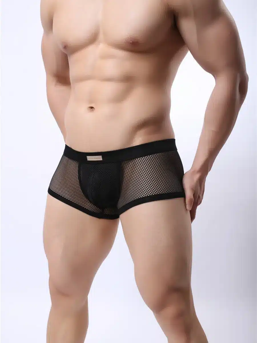 BRAVE PERSON Underwear Men's Fun Breathable Mesh Hollow Boxer Shorts Sexy Underwear Transparent Men Boxers Summer Style B1150 8