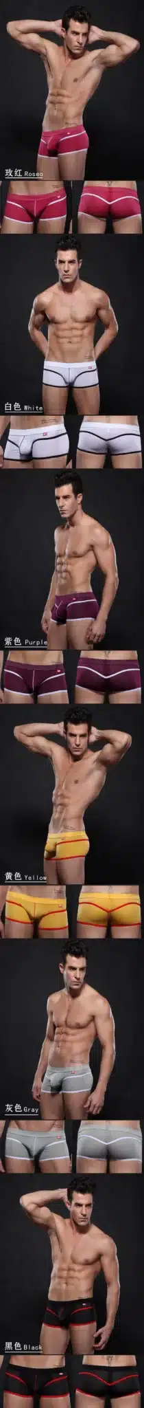 WJ men's quick dry underwear low-rise sexy boxers pouch mesh breathable shorts 6 Colors S M L XL 9