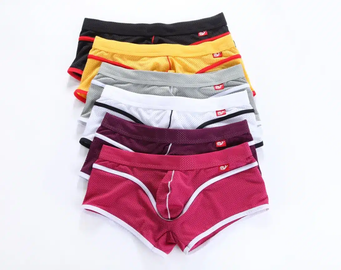 WJ men's quick dry underwear low-rise sexy boxers pouch mesh breathable shorts 6 Colors S M L XL 12