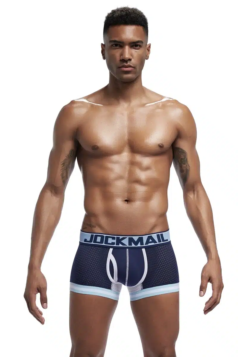 New Fashion men underwear JOCKMAIL Brand 2018 male Mesh boxers shorts Sexy slip underpants Breathable Mens Boxer panties Hot 9