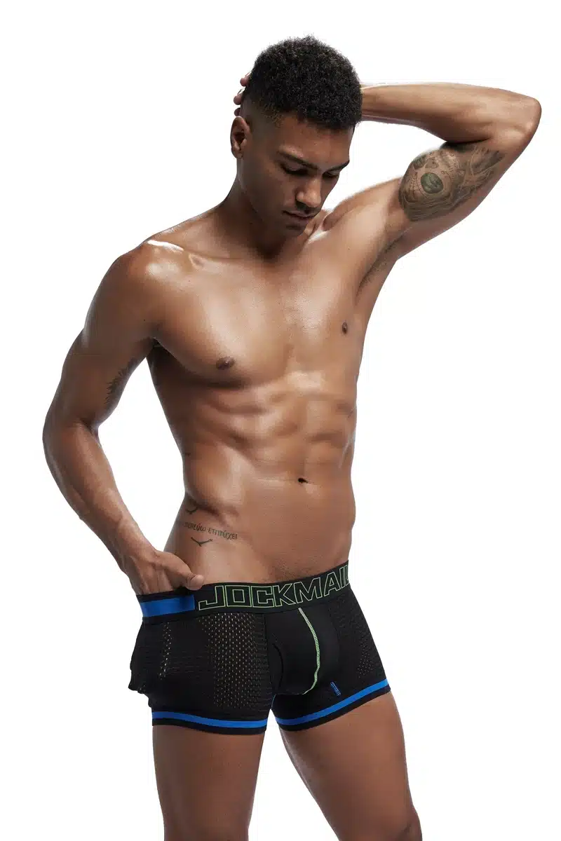 New Fashion men underwear JOCKMAIL Brand 2018 male Mesh boxers shorts Sexy slip underpants Breathable Mens Boxer panties Hot 12