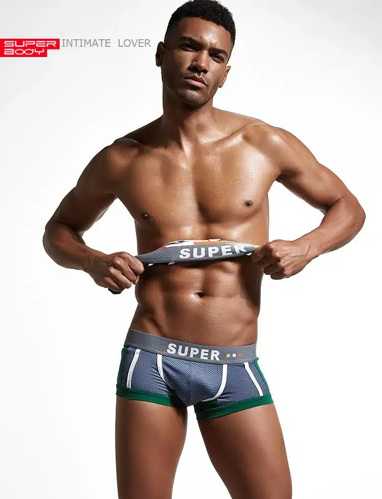 SUPERBODY 2018 New Male Underwear Men Boxer Shorts Sexy U convex Design Men Underwear Boxers Mesh Breathable Men's Underpants 10