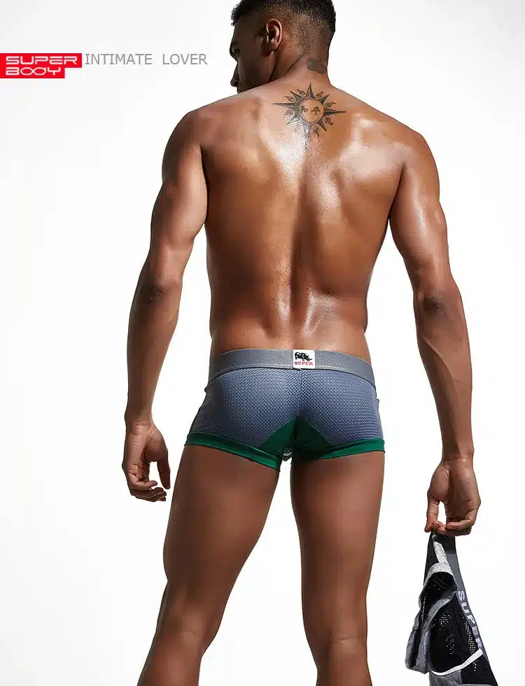 SUPERBODY 2018 New Male Underwear Men Boxer Shorts Sexy U convex Design Men Underwear Boxers Mesh Breathable Men's Underpants 12