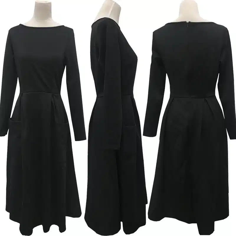 Liva Girl Winter Autumn Women Casual Long Dresses Skater Dress Female Long Sleeve White Sexy Midi Dress Office Pleated Dress 10