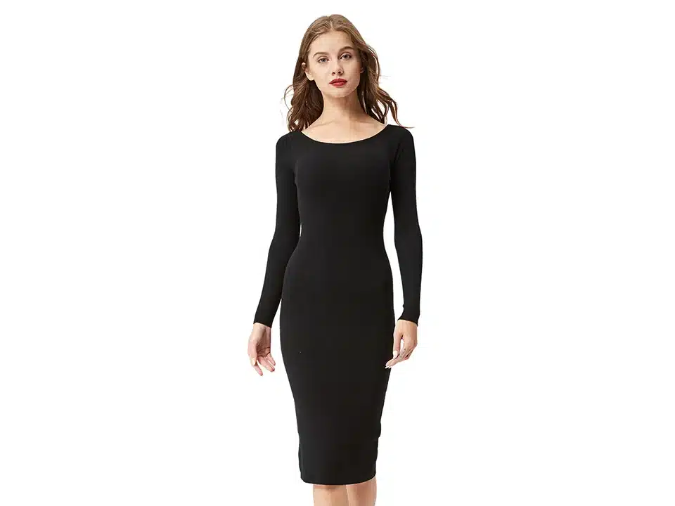 GLO-STORY Womens Sweater Dress 2018 Long Sleeves Fashion Elegant Knit Dresses Sexy Slim Party Bodycon Knee Sweaters Dress 2617 7