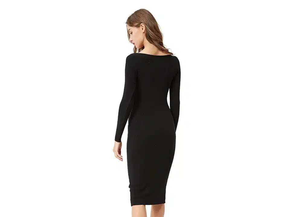 GLO-STORY Womens Sweater Dress 2018 Long Sleeves Fashion Elegant Knit Dresses Sexy Slim Party Bodycon Knee Sweaters Dress 2617 9
