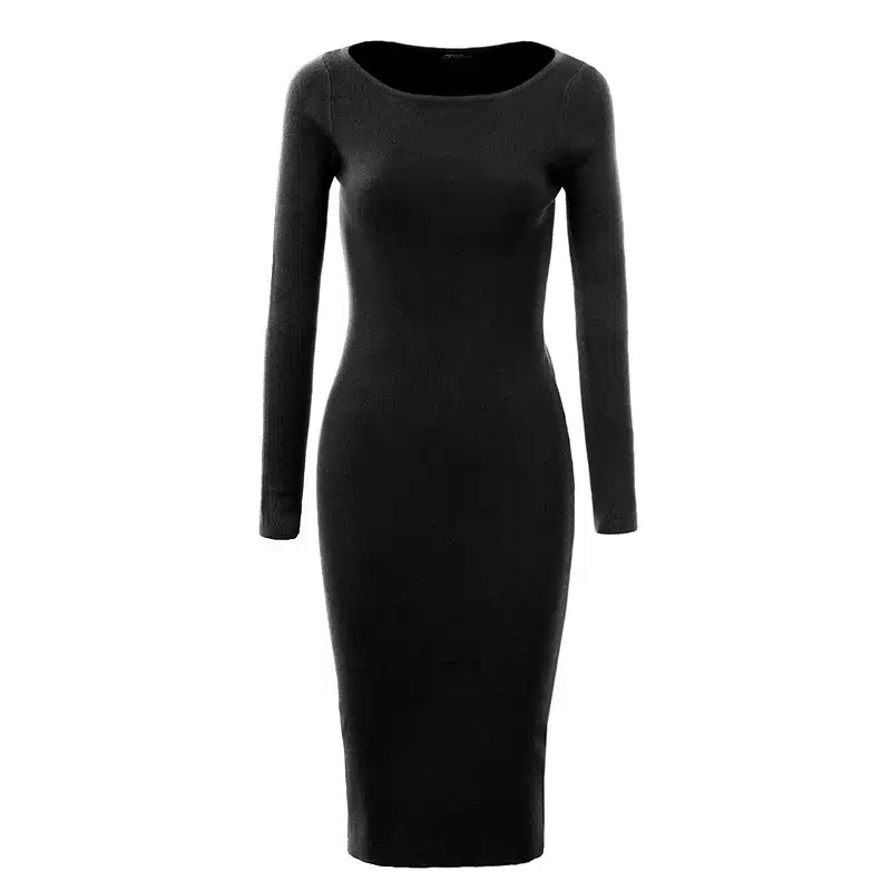 GLO-STORY Womens Sweater Dress 2018 Long Sleeves Fashion Elegant Knit Dresses Sexy Slim Party Bodycon Knee Sweaters Dress 2617 14