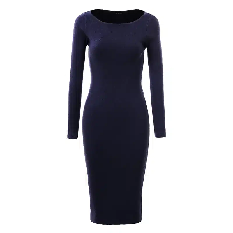 GLO-STORY Womens Sweater Dress 2018 Long Sleeves Fashion Elegant Knit Dresses Sexy Slim Party Bodycon Knee Sweaters Dress 2617 15