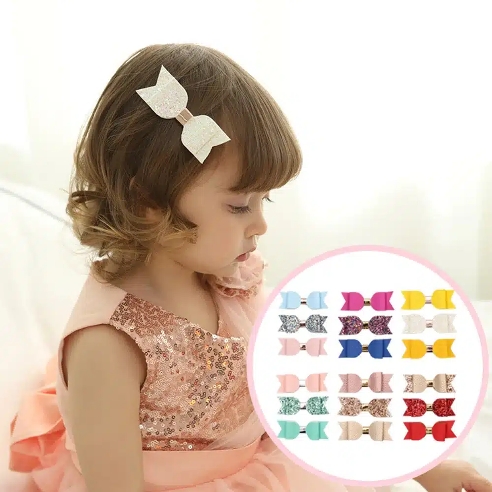 3Pcs/Set Mermaid Glitter Hair bow Sparkly Leather Hairpins Suits For Girls Hair Clip Princess Party Headdress Hair Accessories 13