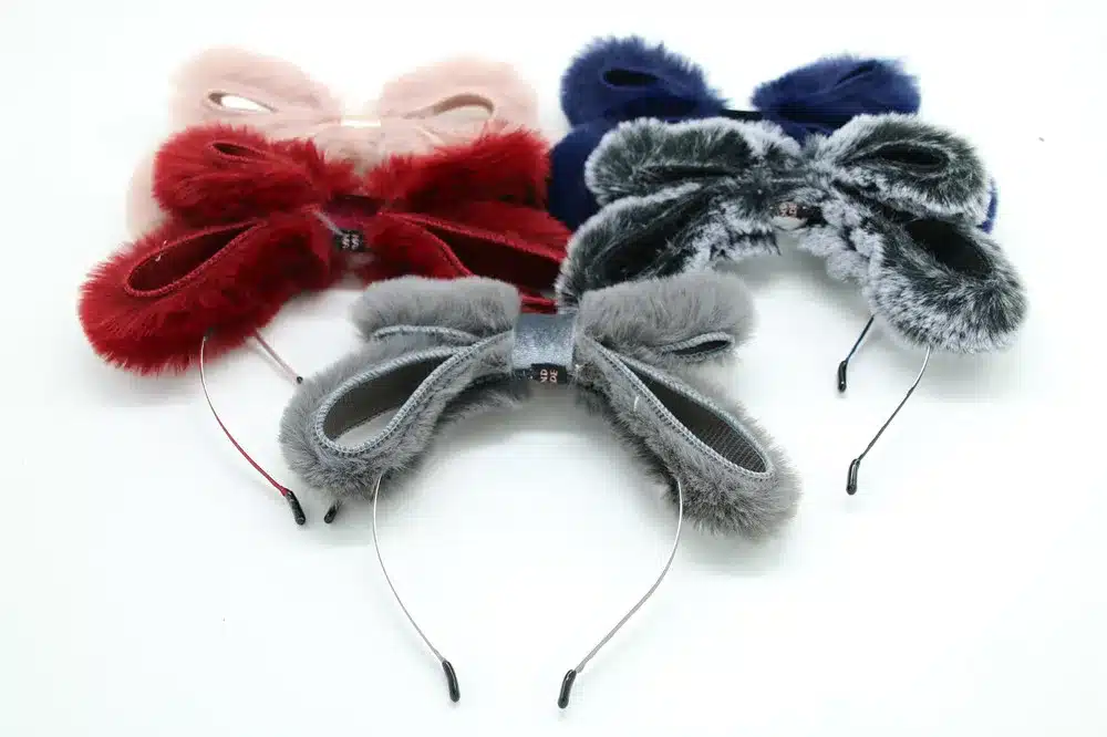 NEW WINTER STYLE fake rabbit fur double bow huge bow girls hair accessories hairbands 9
