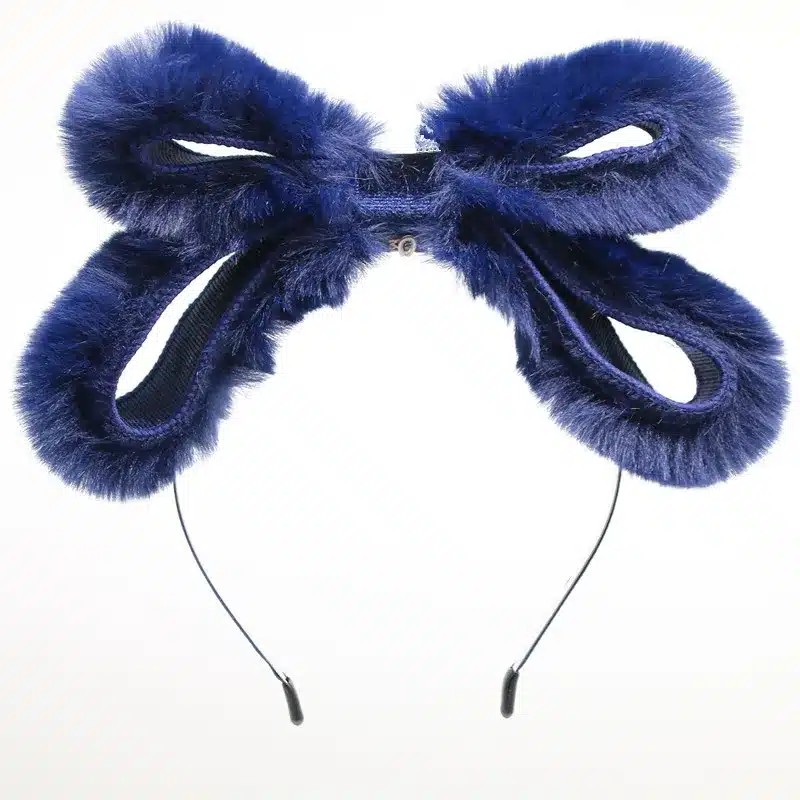 NEW WINTER STYLE fake rabbit fur double bow huge bow girls hair accessories hairbands 12