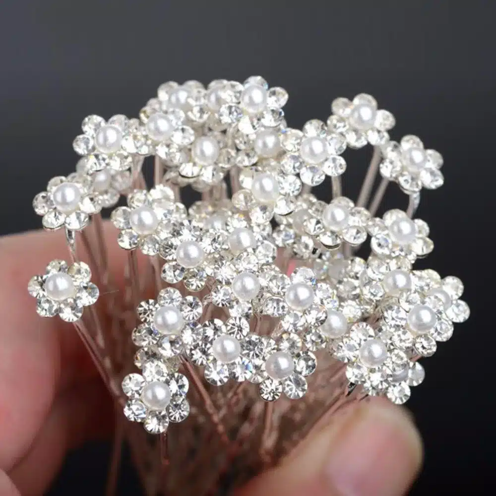 imixlot Wedding Hair Pins Simulated Pearl Flower Bridal Hairpins Bridesmaid Hair Clips Women Hair Jewelry Accessories 40 PCS 16