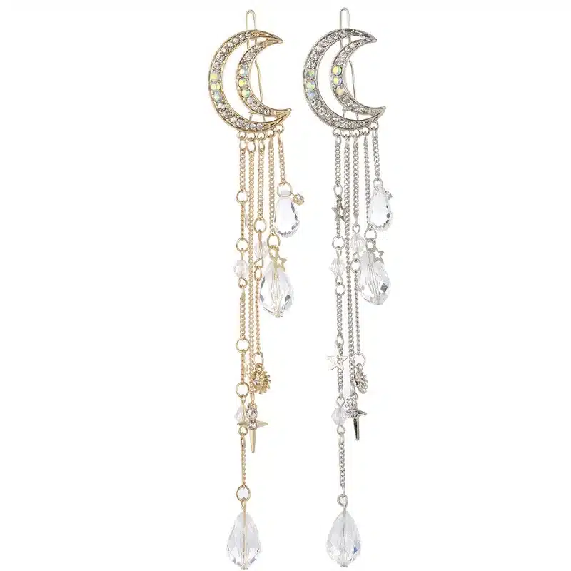 ZN Charming Crystal Moon Hair Clip Tassels Long Hair Accessories Femme Bijoux Gold/Silver/Rose Gold/Bronze Color 15