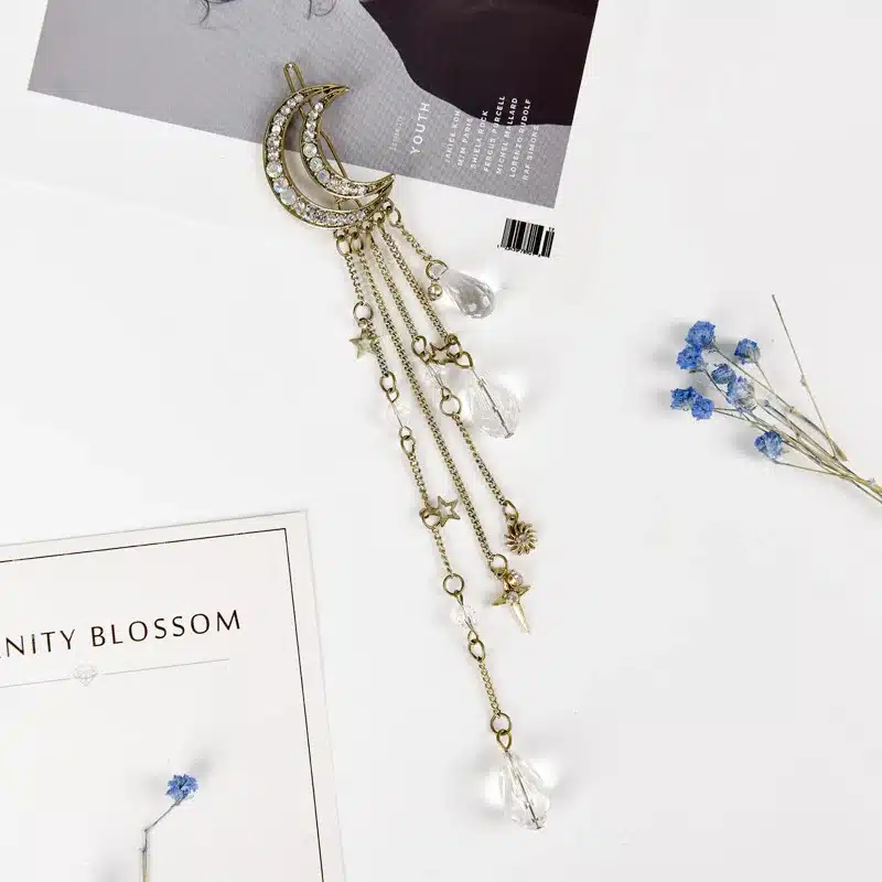 ZN Charming Crystal Moon Hair Clip Tassels Long Hair Accessories Femme Bijoux Gold/Silver/Rose Gold/Bronze Color 17
