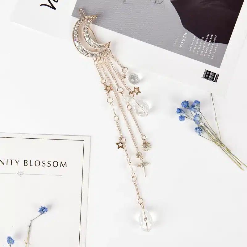 ZN Charming Crystal Moon Hair Clip Tassels Long Hair Accessories Femme Bijoux Gold/Silver/Rose Gold/Bronze Color 18