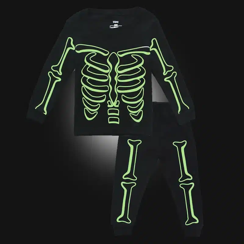 BINIDUCKLING Autumn Baby Boys Sleepwear Pajama Sets Luminous Skull Printed t-shirt+pants 2pcs Baby Children's Clothing Sets 2