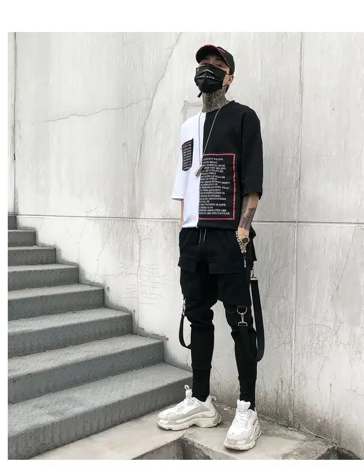 Men Multi-pocket Elastic Waist Design Harem Pant Street Punk Hip Hop Casual Trousers Joggers Male Dancing Pant 2