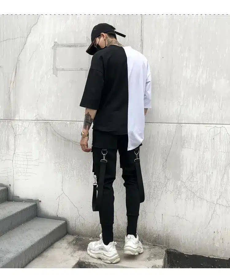 Men Multi-pocket Elastic Waist Design Harem Pant Street Punk Hip Hop Casual Trousers Joggers Male Dancing Pant 3