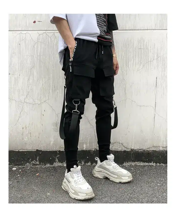 Men Multi-pocket Elastic Waist Design Harem Pant Street Punk Hip Hop Casual Trousers Joggers Male Dancing Pant 4