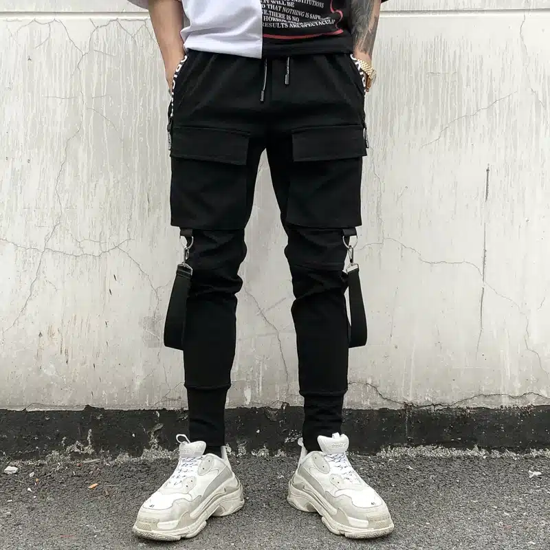 Men Multi-pocket Elastic Waist Design Harem Pant Street Punk Hip Hop Casual Trousers Joggers Male Dancing Pant 5