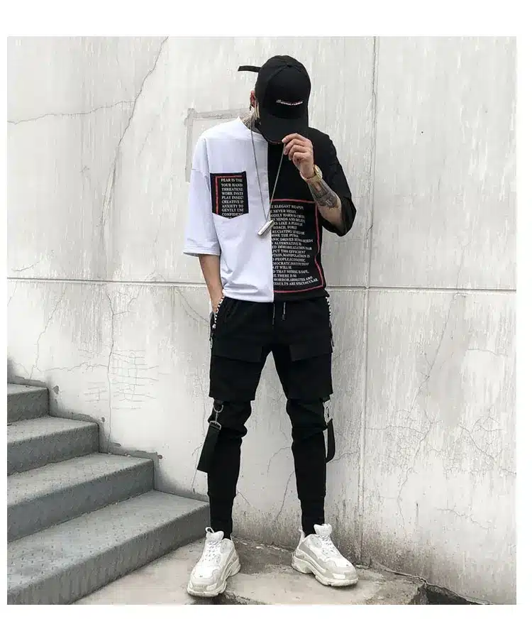 Men Multi-pocket Elastic Waist Design Harem Pant Street Punk Hip Hop Casual Trousers Joggers Male Dancing Pant 6