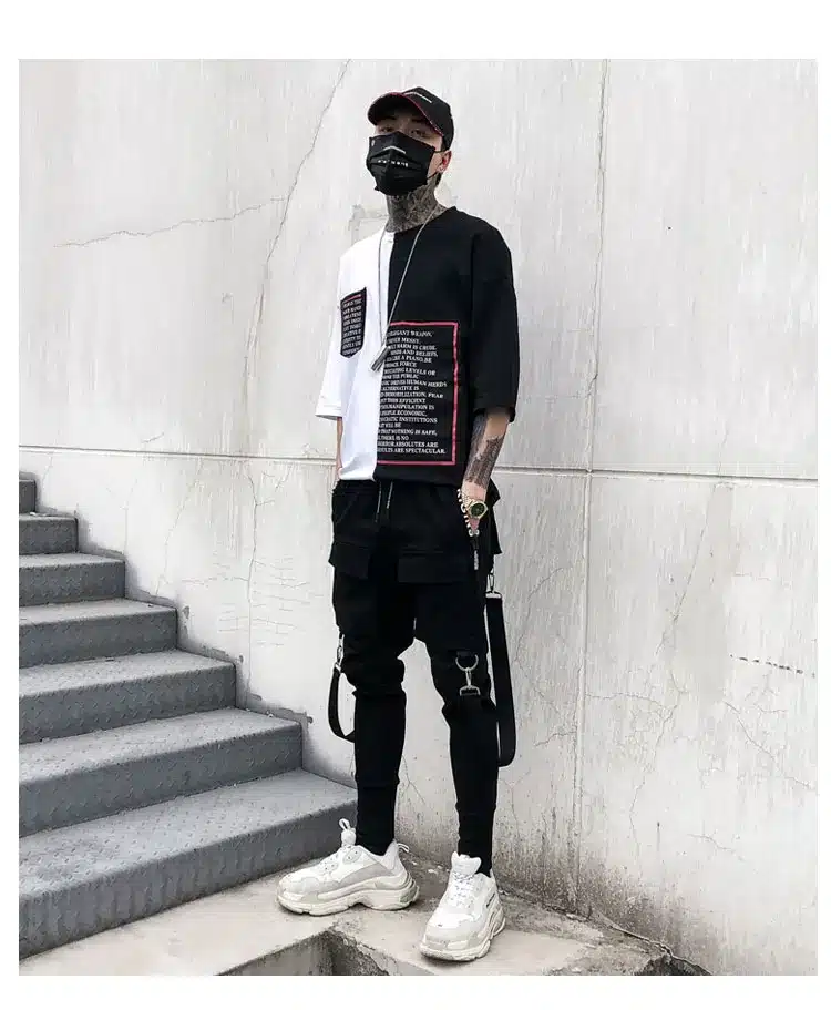 Men Multi-pocket Elastic Waist Design Harem Pant Street Punk Hip Hop Casual Trousers Joggers Male Dancing Pant 7