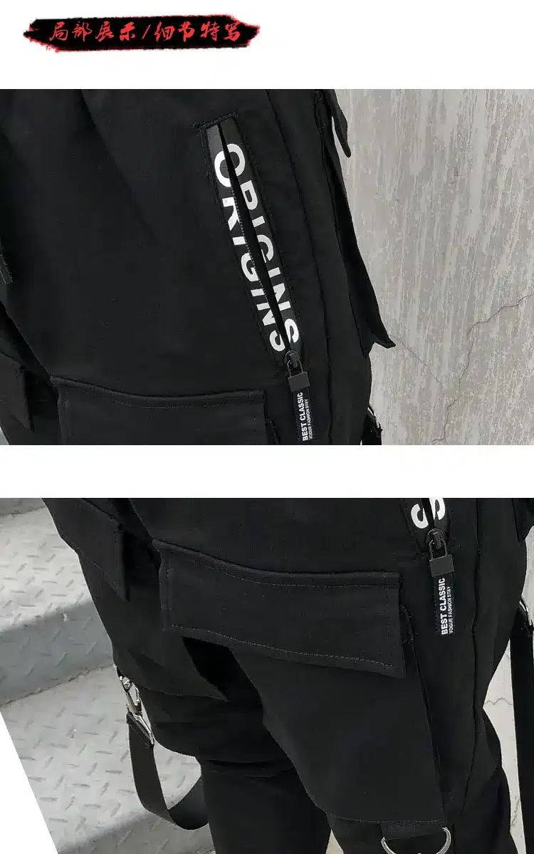 Men Multi-pocket Elastic Waist Design Harem Pant Street Punk Hip Hop Casual Trousers Joggers Male Dancing Pant 10
