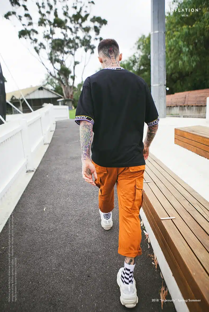 INFLATION Male Jogger Casual Plus Size Cotton Trousers Multi Pocket Military Style Army Green Orange Men's Cargo Pants 8403S 14